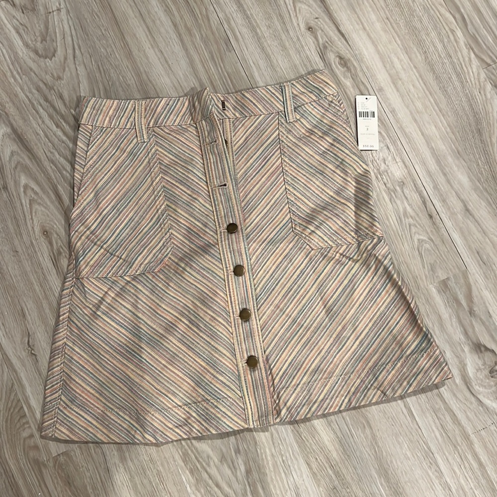 Anthropologie, striped cotton button down skirt, size 2